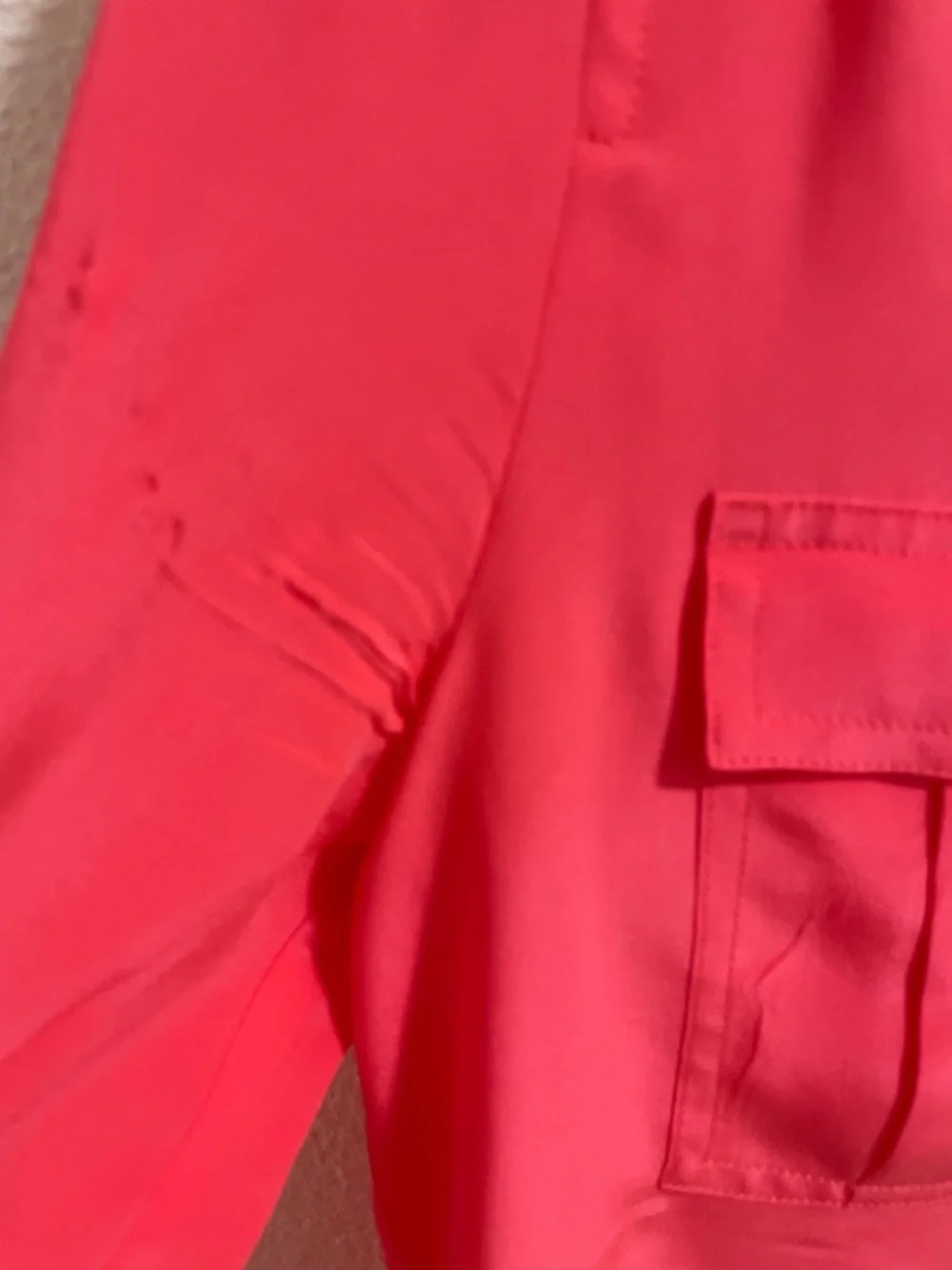 J. Crew Coral Pink Silk Button-Down Shirt with Chest Pockets